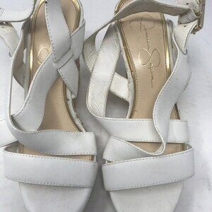 Jessica Simpson Shoes Women 7.5 Wedge Sandal JS- Catalina White Leather Strappy